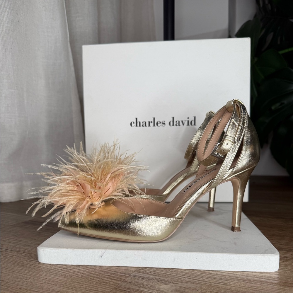 Charles David Violate Feather-Embellished d'Orsay Heels - Size 6.5 - Picture 6 of 9